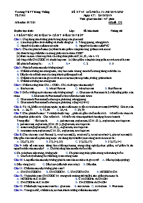 Bộ đề kiểm tra 1 tiết môn Hóa học Lớp 12 - Năm học 2019-2020 - Trường THPT Hùng Thắng